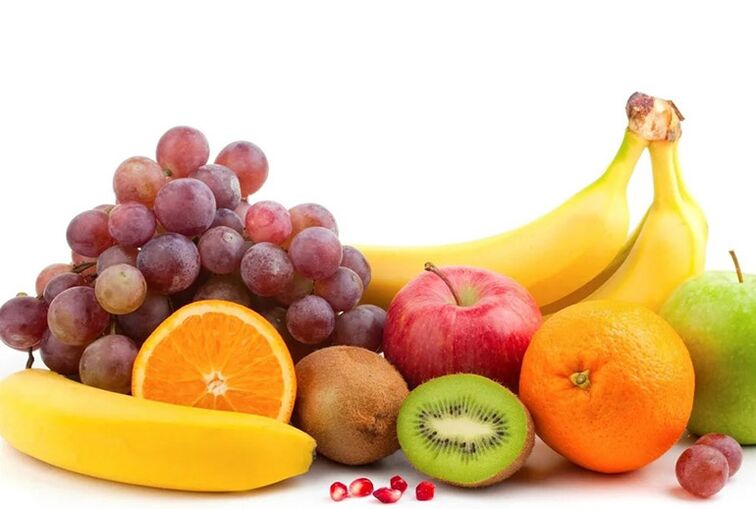 Frutas frescas que constituem a base da dieta durante os surtos de gota